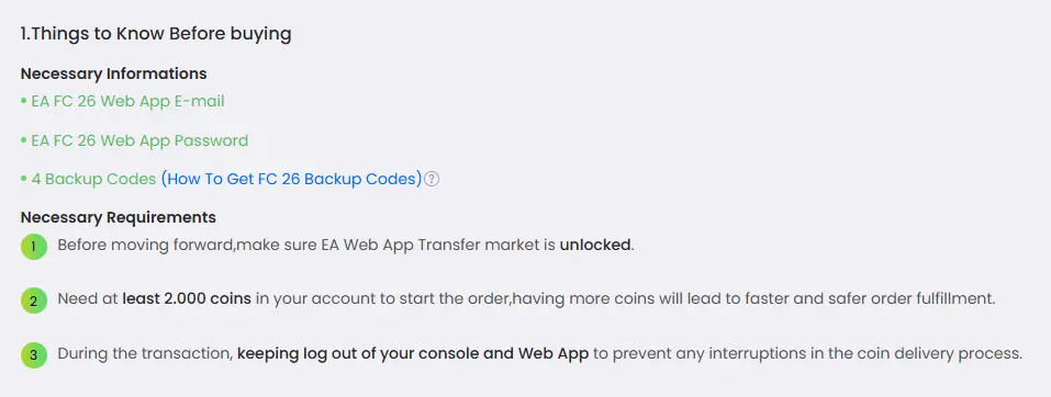 Checkliste der Kontovoraussetzungen für den Kauf.